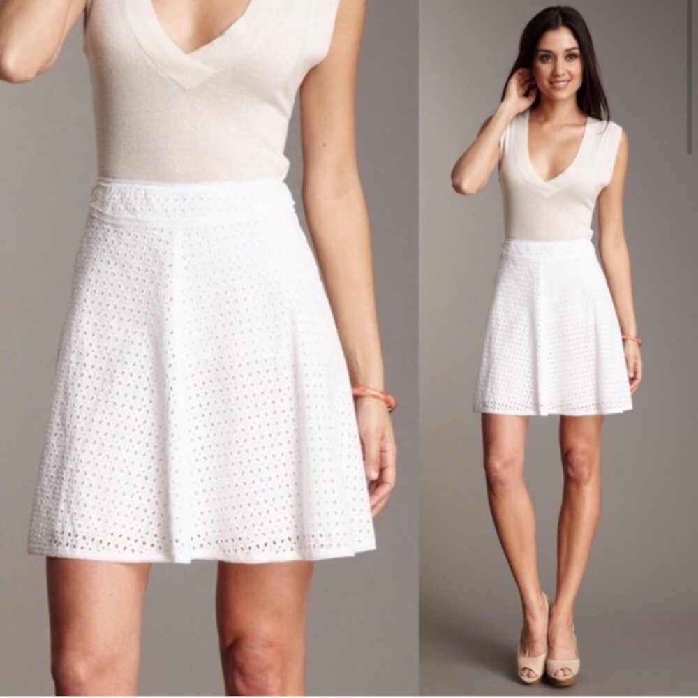 BCBG Shannon White Eyelet A-Line Skirt Size S